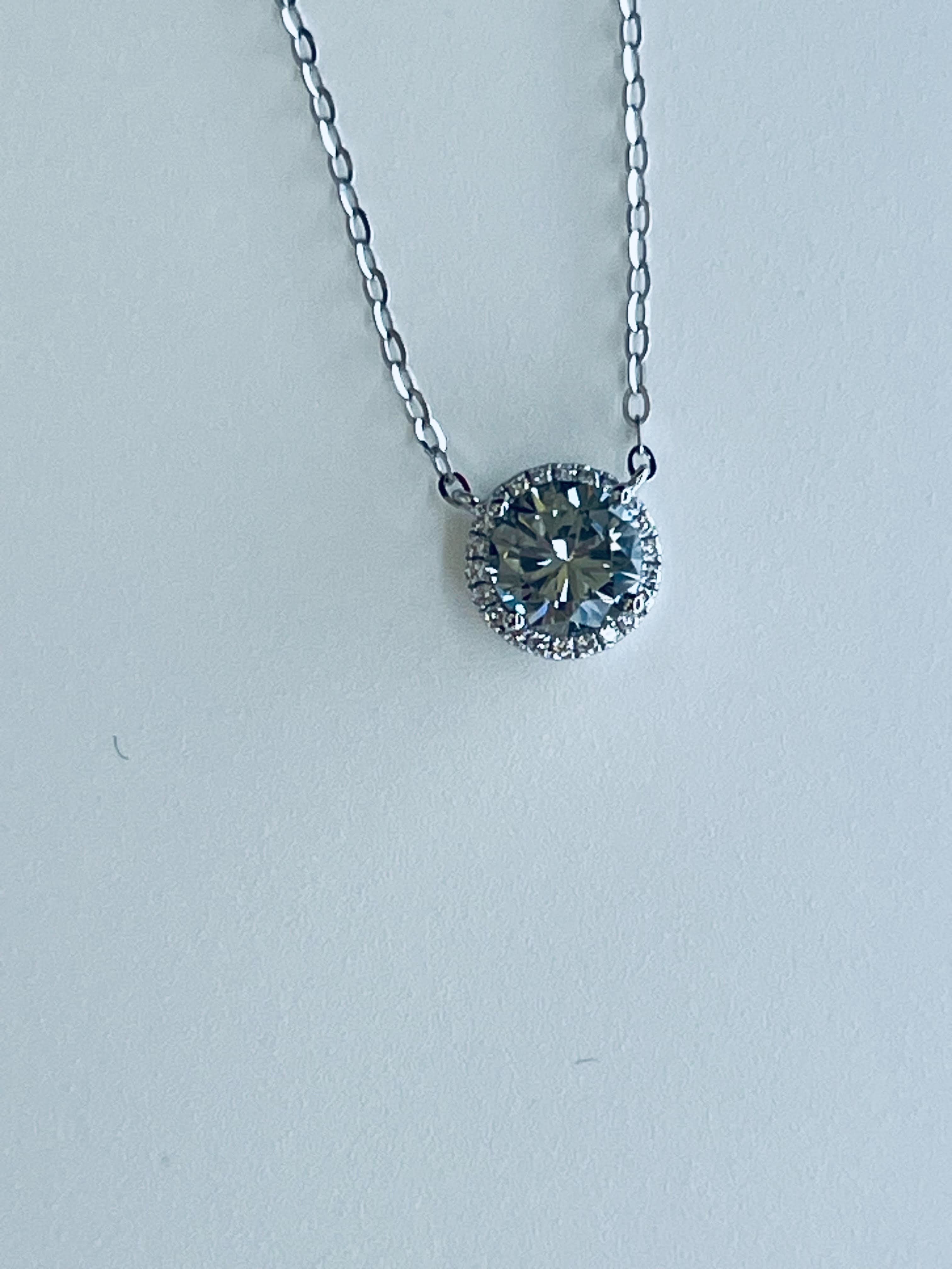 18K White Gold Necklace Featuring a .99ct Fancy Grey Diamond with .07ctw White Diamond Accents