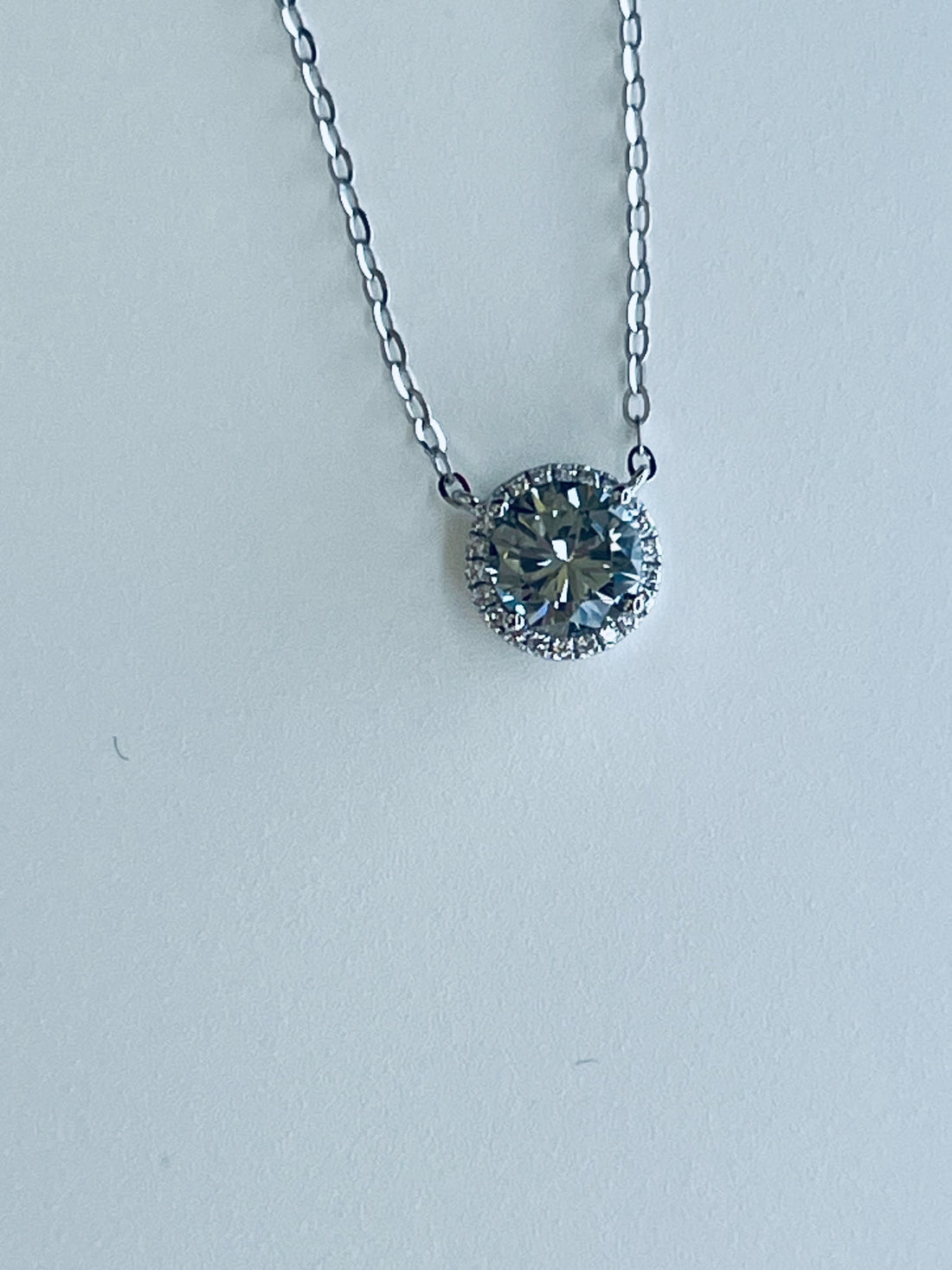 18K White Gold Necklace Featuring a .99ct Fancy Grey Diamond with .07ctw White Diamond Accents