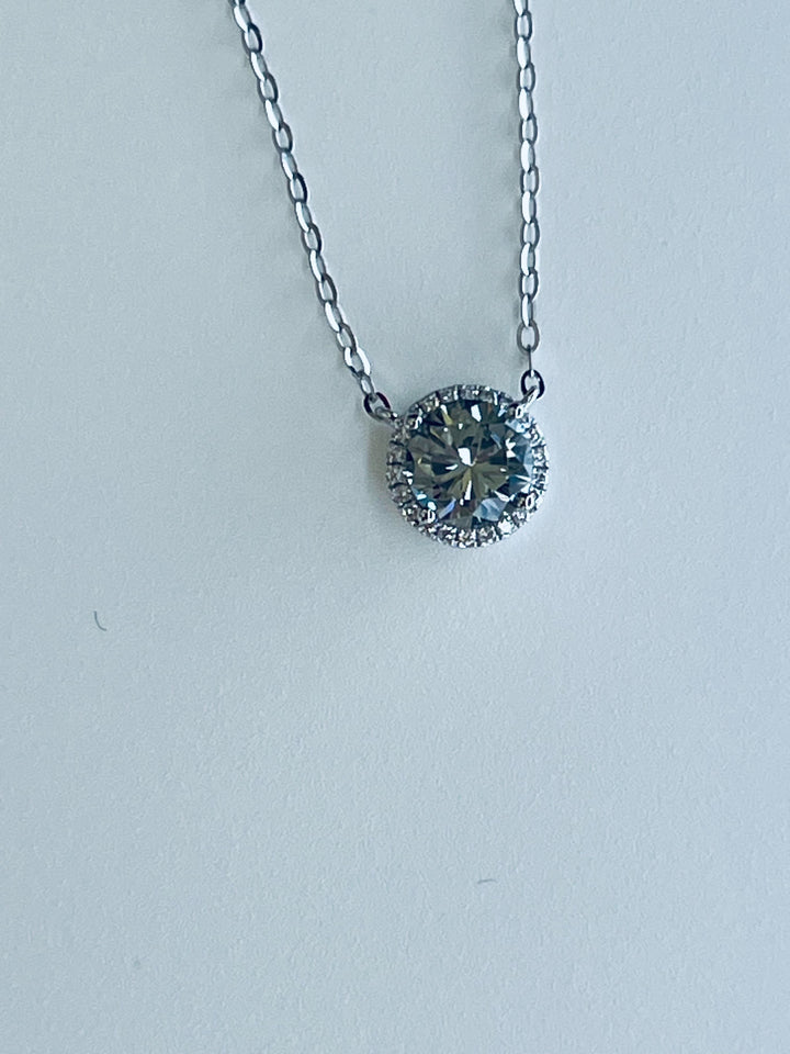 18K White Gold Necklace Featuring a .99ct Fancy Grey Diamond with .07ctw White Diamond Accents