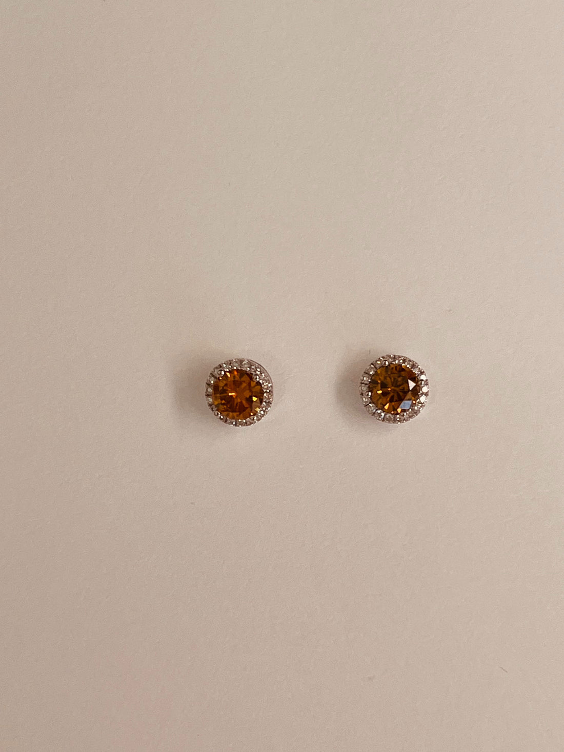 18K White Gold Earrings Featuring .74ct Fancy Orange Diamonds with .11ctw White Diamond Accents