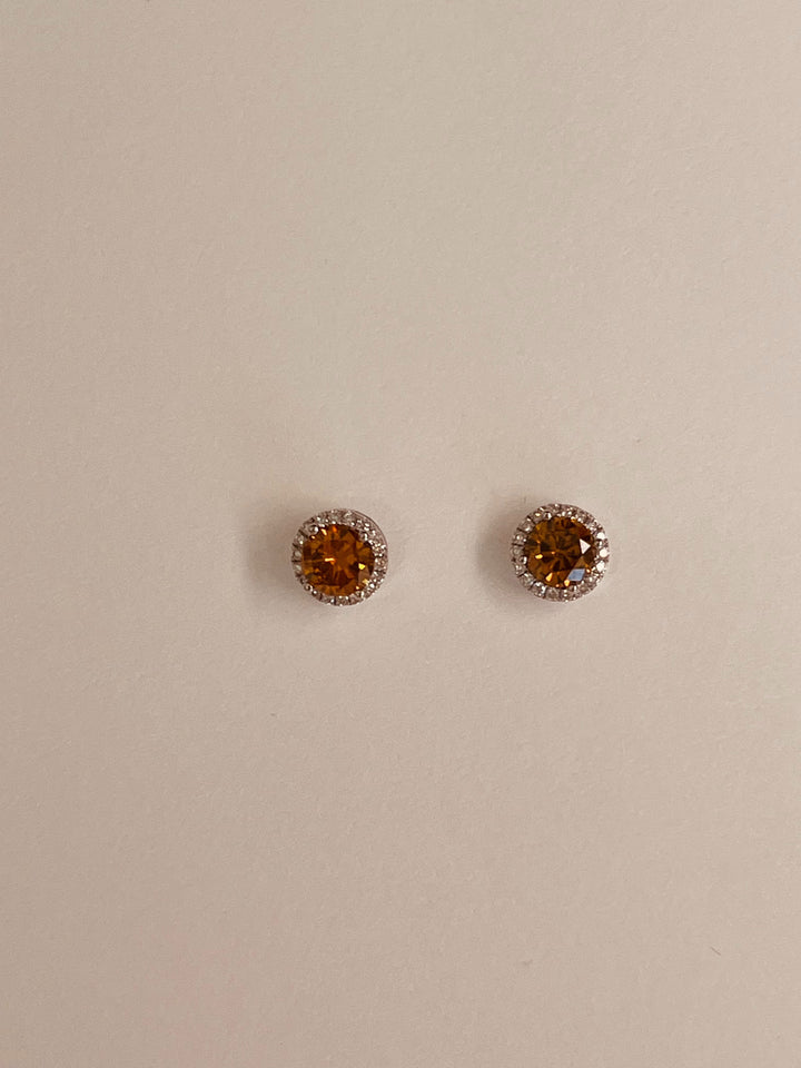 18K White Gold Earrings Featuring .74ct Fancy Orange Diamonds with .11ctw White Diamond Accents