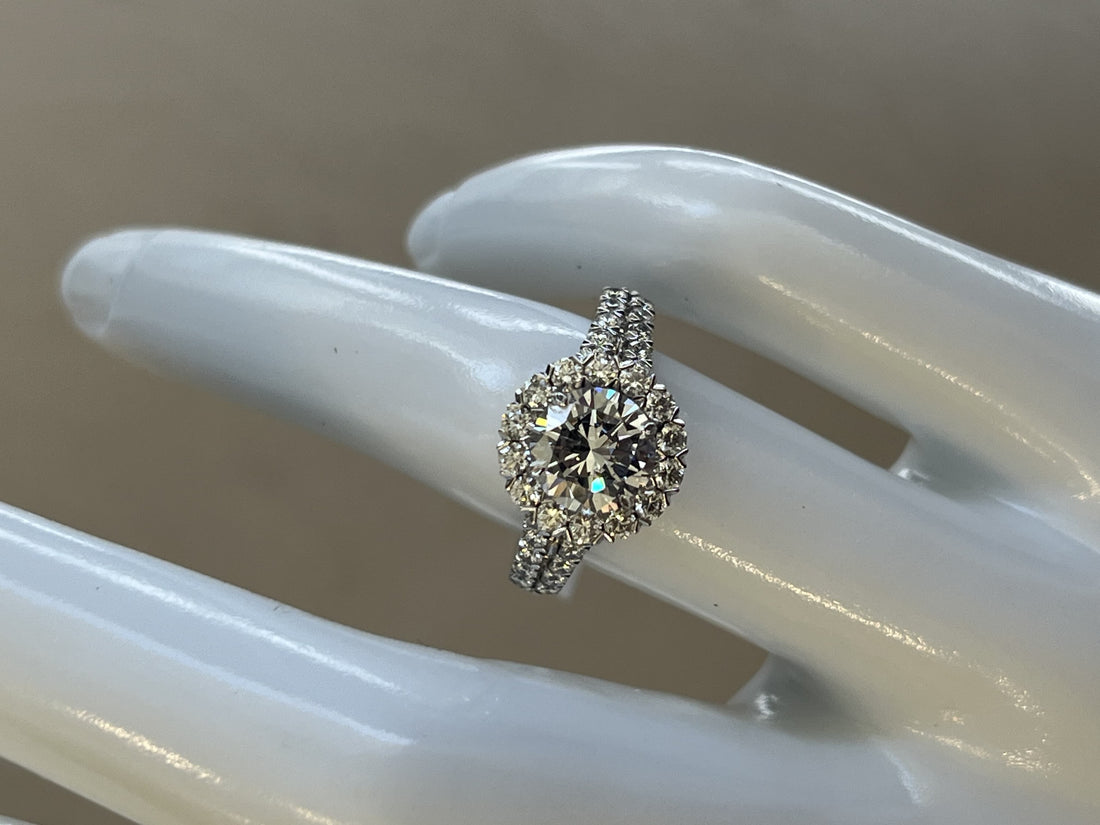 18K White Gold Diamond Engagement Ring Mounting Featuring .92ctw Diamonds