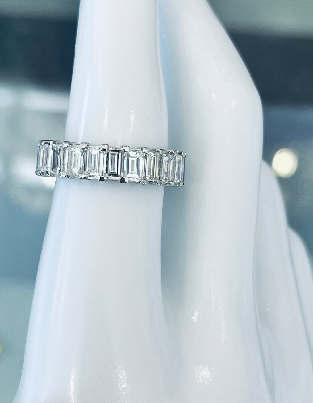 14K White Gold Anniversary Band Featuring 6.90ctw Baguette Diamonds, Size 7Ľ