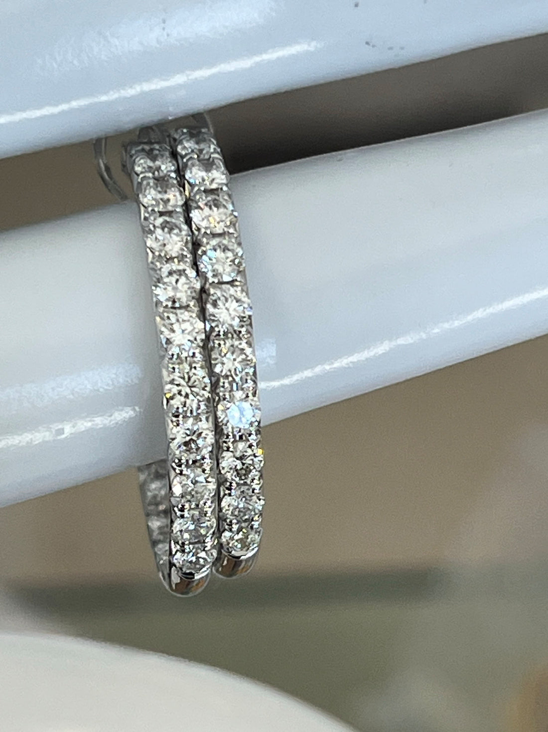 14K Gold Diamond Hoop Earrings Featuring 2.60ctw Diamonds, 1?" Diameter, Available in White or Yellow Gold