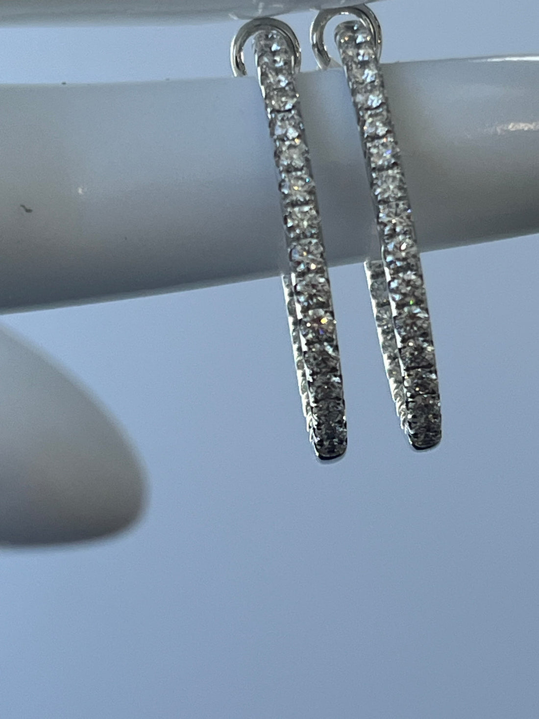 18K White Gold Diamond Hoop Earrings Featuring 2.63ctw Diamonds, 1Ľ" Diameter and ?" Wide