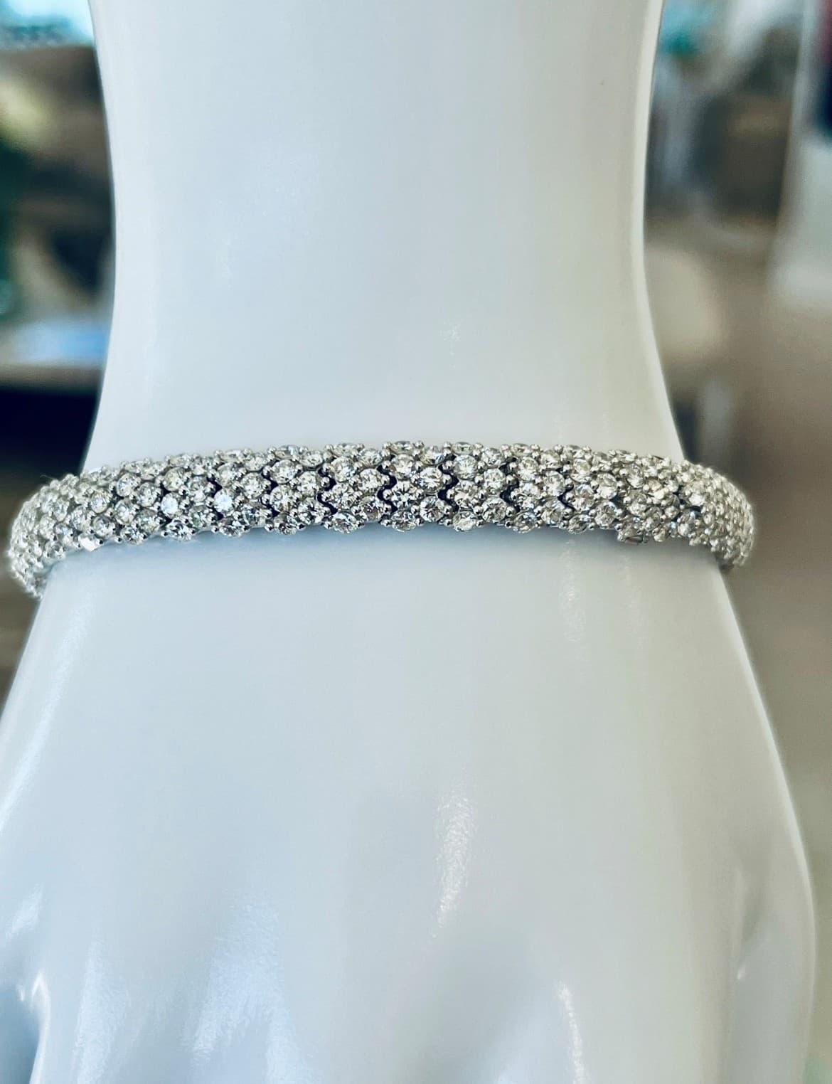 18K White Gold Diamond Bracelet Featuring 9.58ctw Diamonds, 29.06 Grams