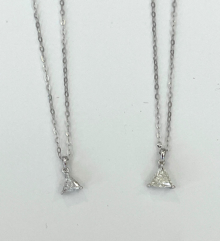 Trilliant Diamond Solitaire Pendant Available in .13ct to .58ct, Adjustable 16–17" Chain