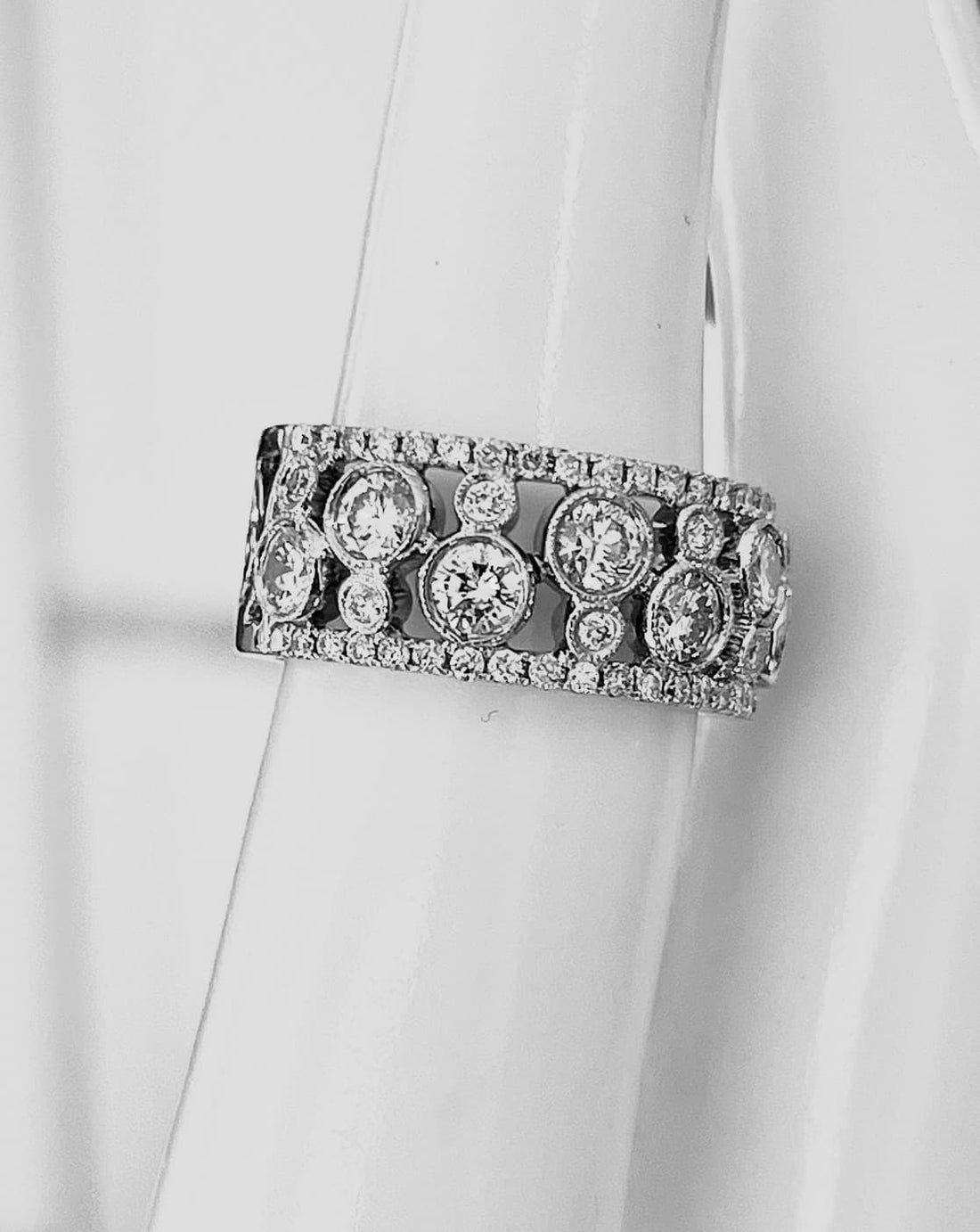 18K White Gold Halfway Around Diamond Band Featuring 1.38ctw Diamonds