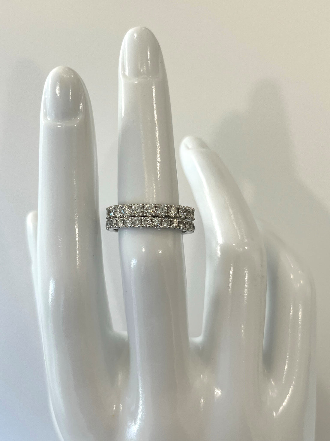 14K White Gold Full Eternity Diamond Band Featuring 1.42ctw Fine Diamonds