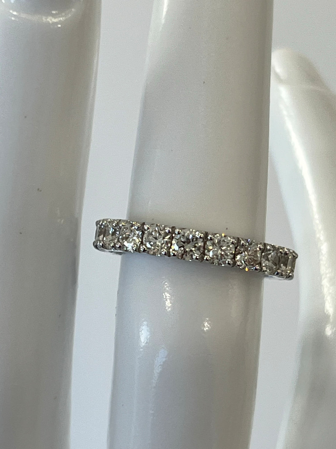 18K White Gold Anniversary Band Featuring 1.58ctw Fine Diamonds Set ľ of the Way Around