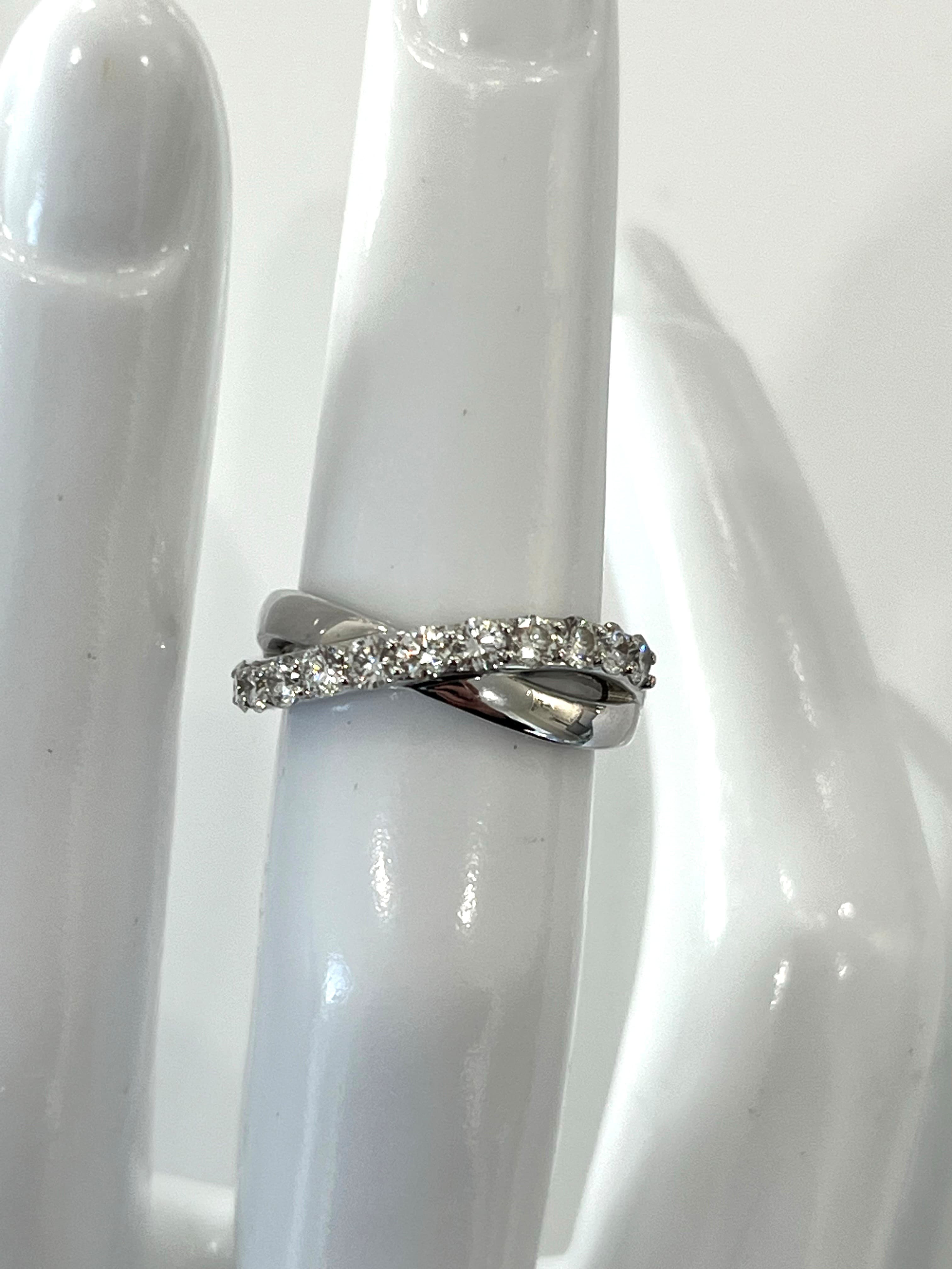 14K White Gold Criss-Cross Halfway Around Diamond Band Featuring .60ctw Fine Diamonds