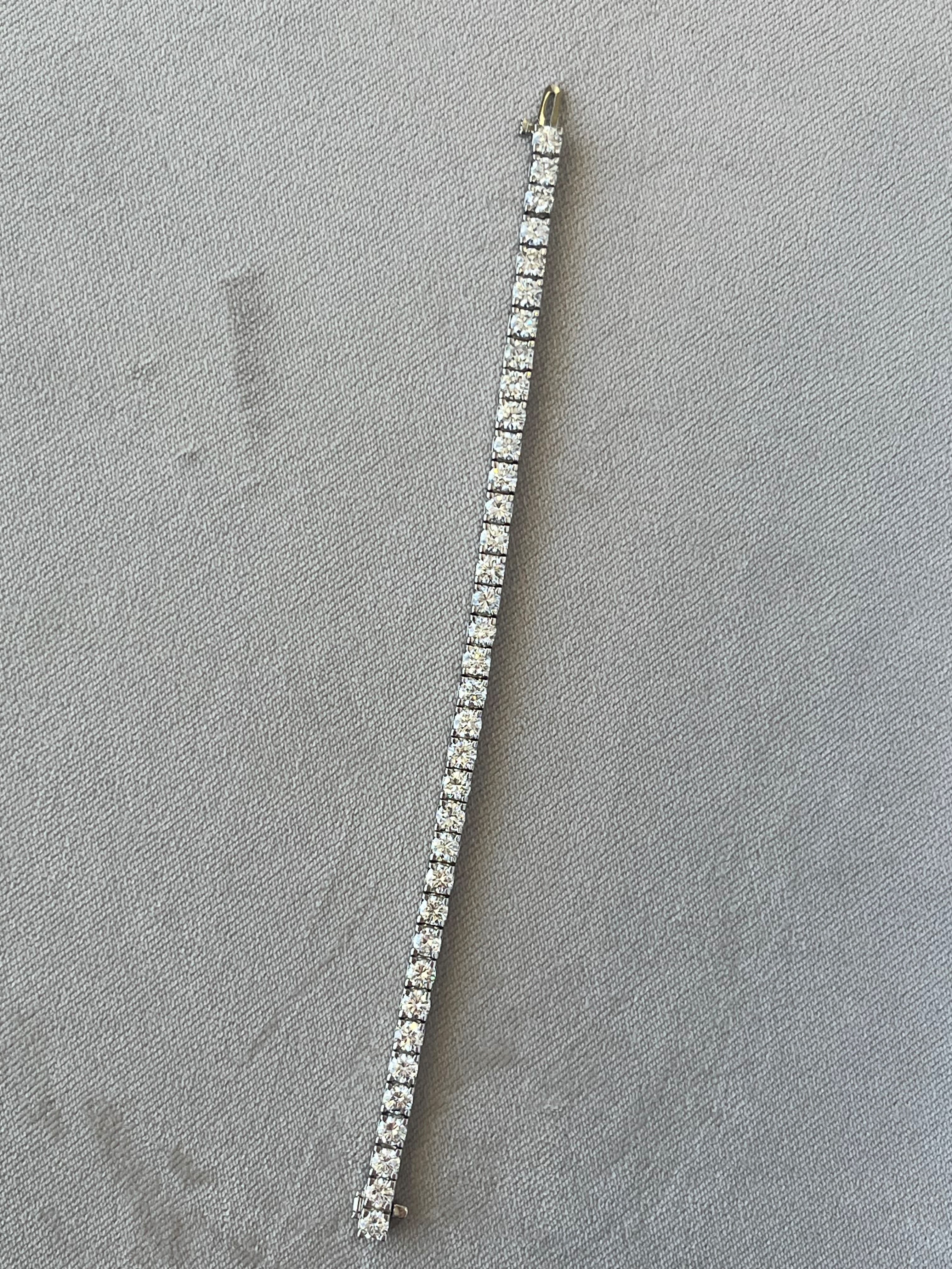14K White Gold Diamond Tennis Bracelet Featuring 11.33ctw Diamonds, Weighing 18.57 Grams