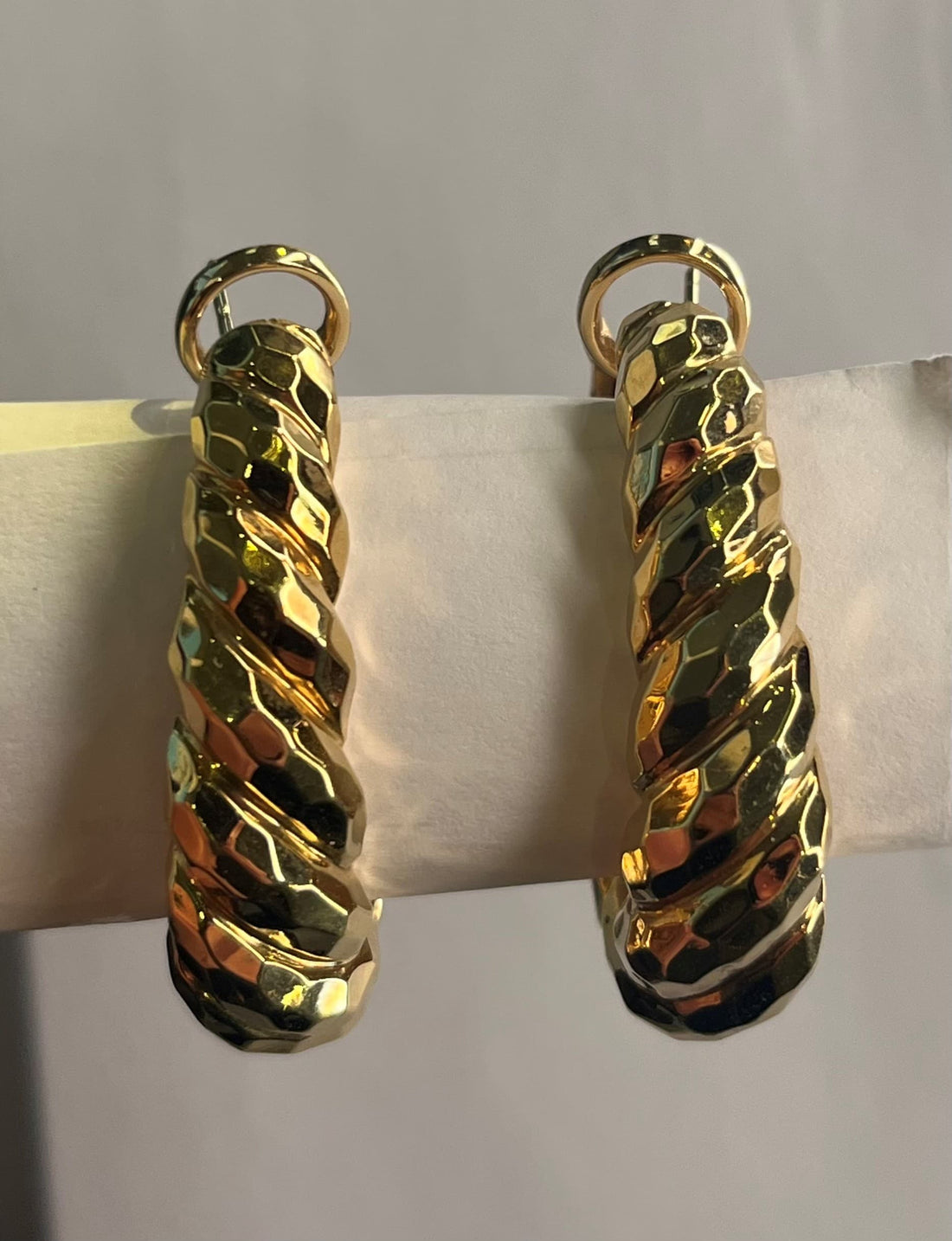18K Yellow Gold Henry Dunay Faceted Earrings, Weighing 22.29 Grams