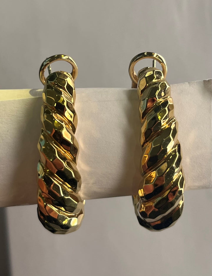 18K Yellow Gold Henry Dunay Faceted Earrings, Weighing 22.29 Grams