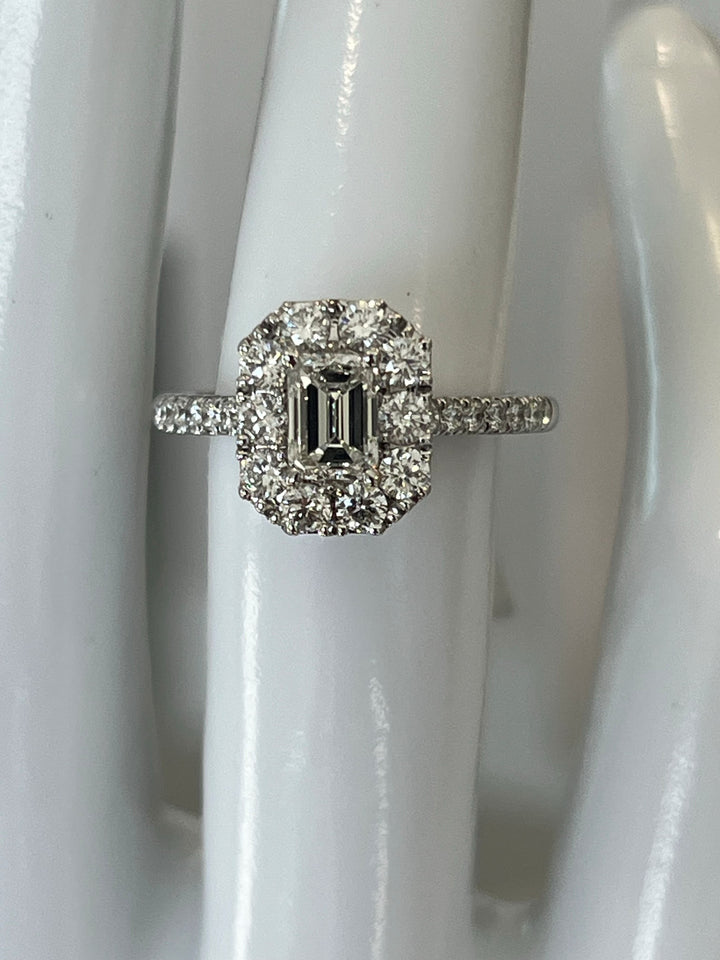 14K White Gold Engagement Ring Featuring a .68ct G VVS2 Diamond with .81ctw Diamond Accents