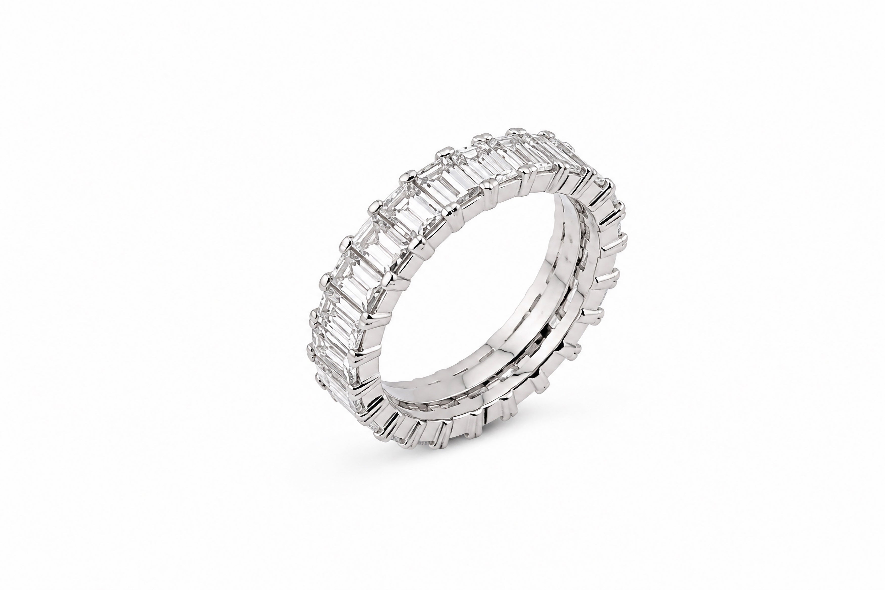 14K White Gold Anniversary Band Featuring 6.90ctw Baguette Diamonds, Size 7Ľ ring