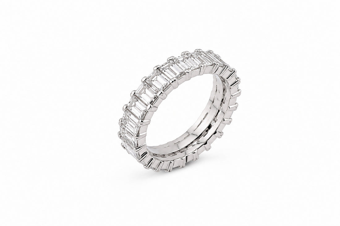 14K White Gold Anniversary Band Featuring 6.90ctw Baguette Diamonds, Size 7Ľ ring