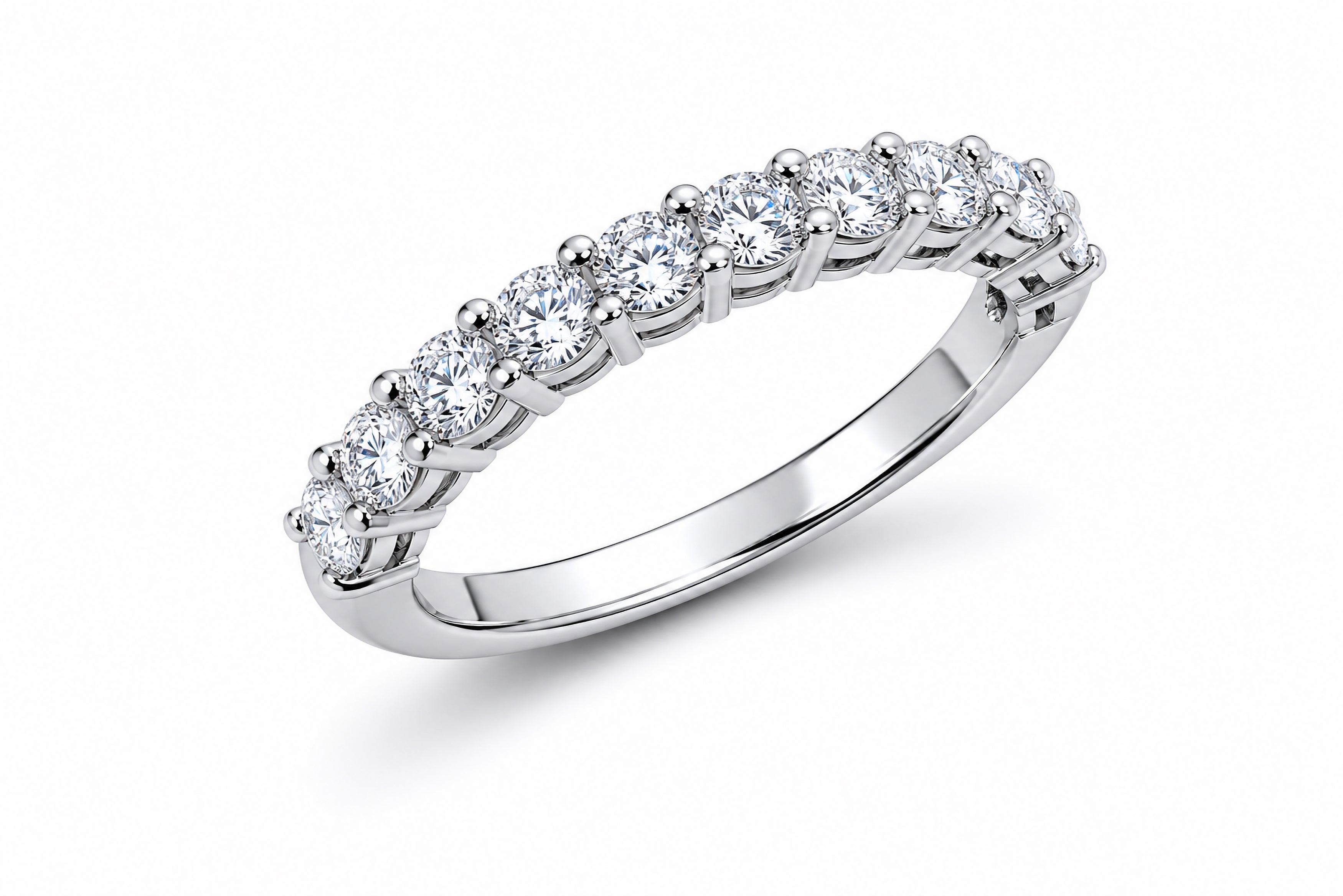 18K White Gold Stackable Halfway Around Wedding Band Featuring .90ctw Diamonds ring
