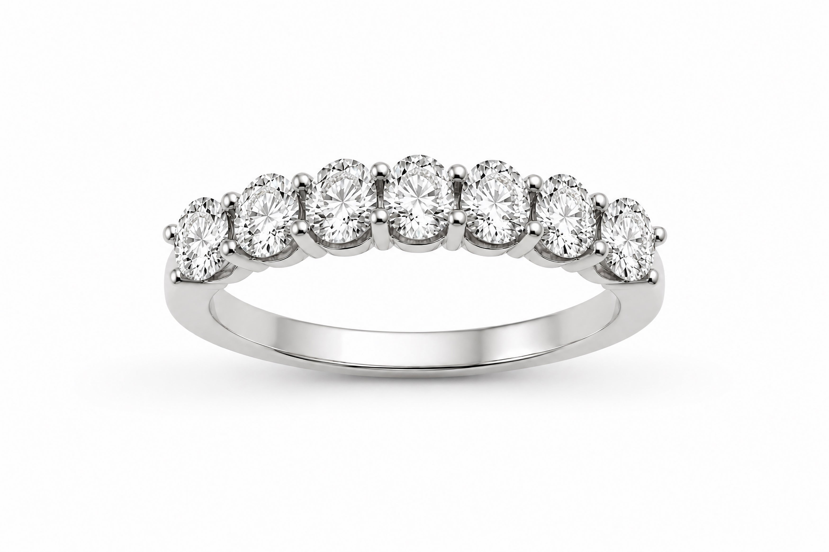 Platinum Halfway Around Oval Diamond Anniversary Band Featuring .58ctw Diamonds ring