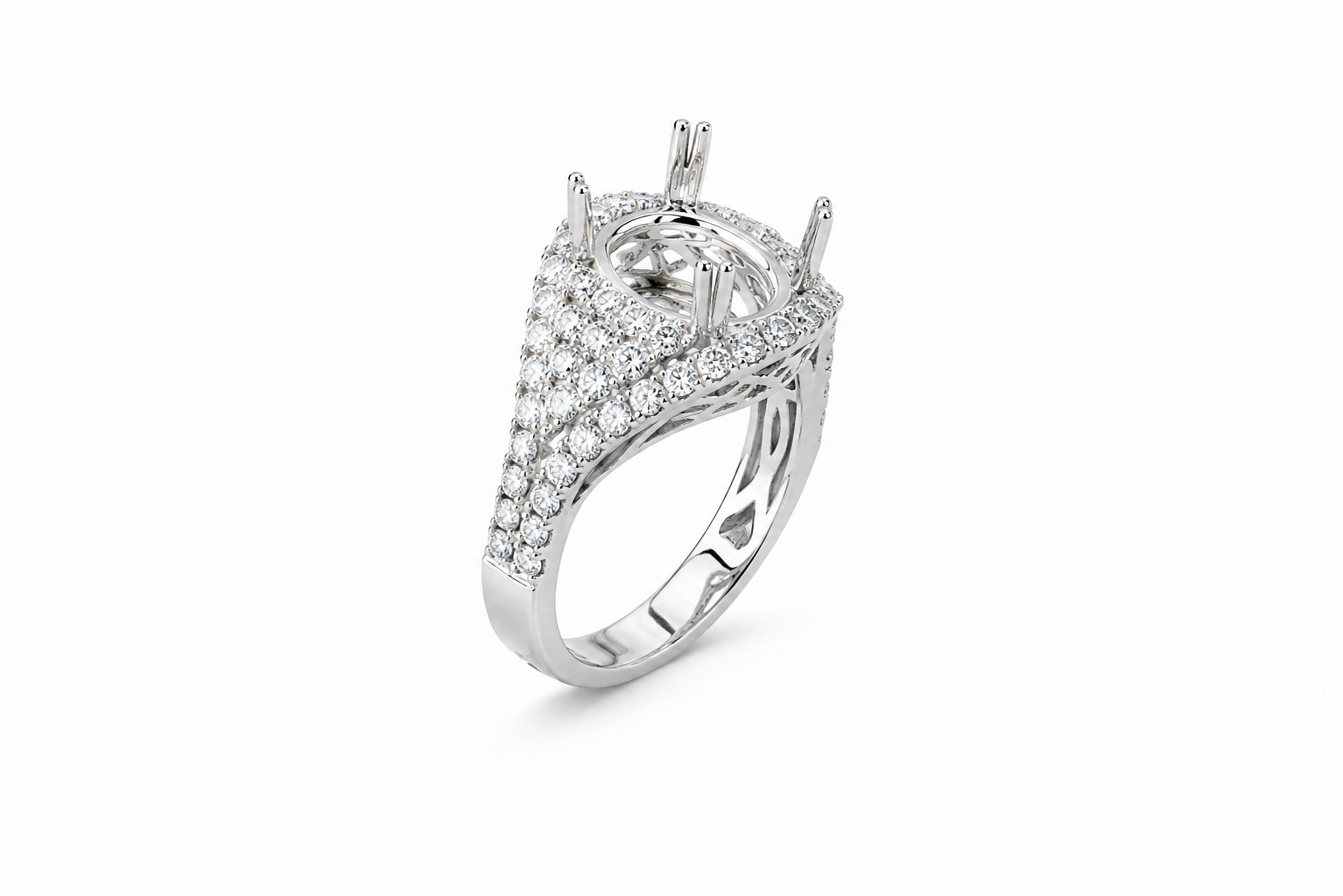18K White Gold Diamond Ring Mounting Featuring .70ctw Diamonds 