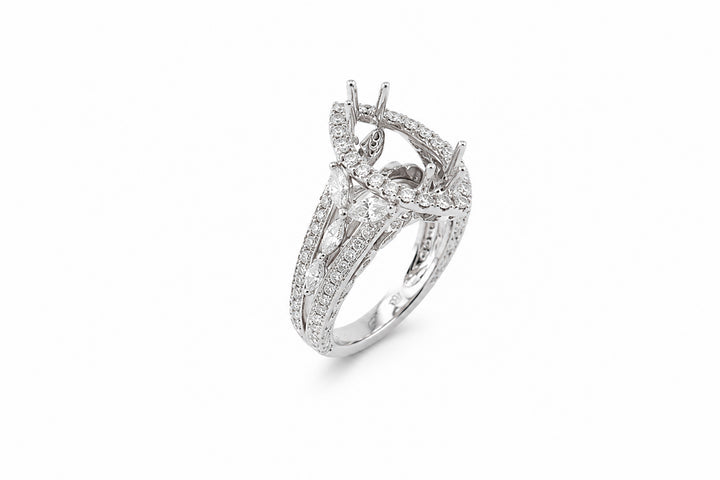 18K White Gold Engagement Ring Mounting Featuring 1.70ctw Diamonds marquise