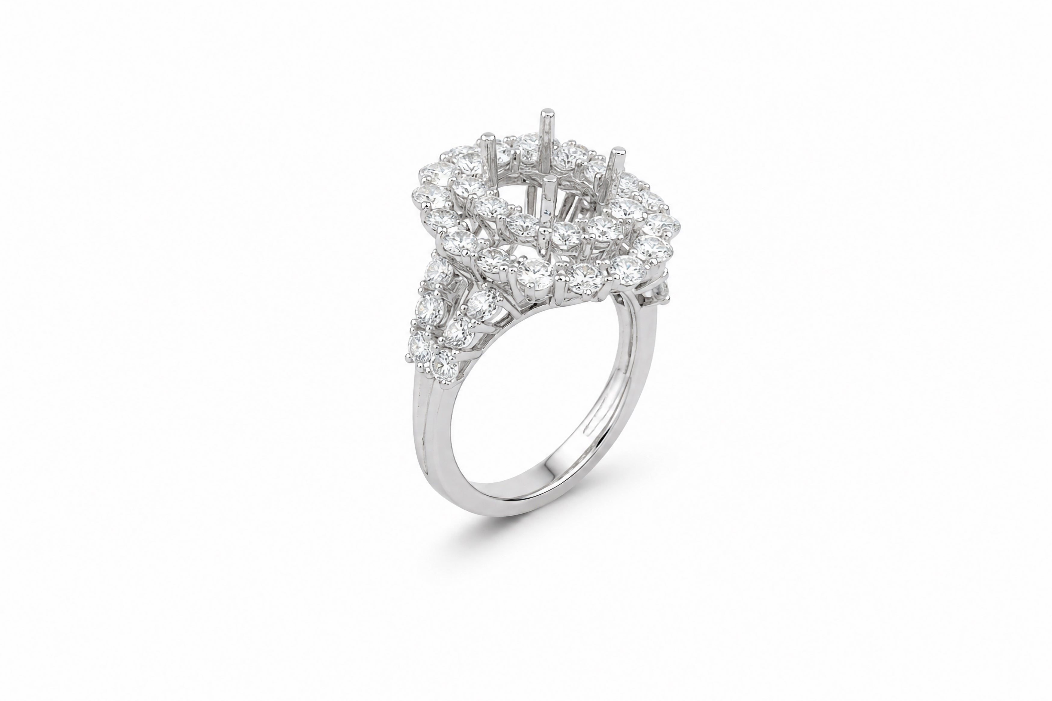 18K White Gold Engagement Ring Mounting Featuring 4.43ctw Diamonds