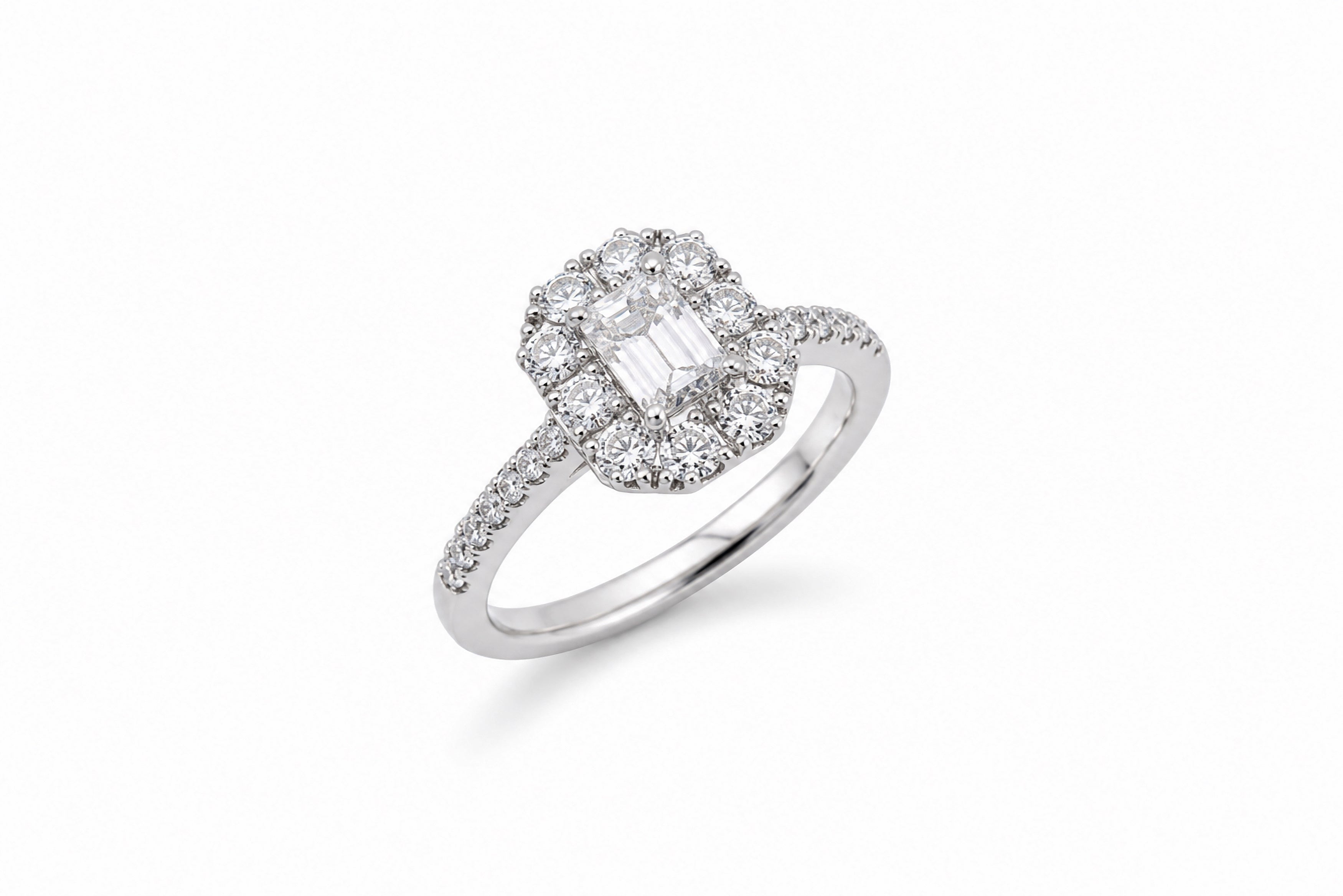 14K White Gold Engagement Ring Featuring a .68ct G VVS2 Diamond with .81ctw Diamond Accents