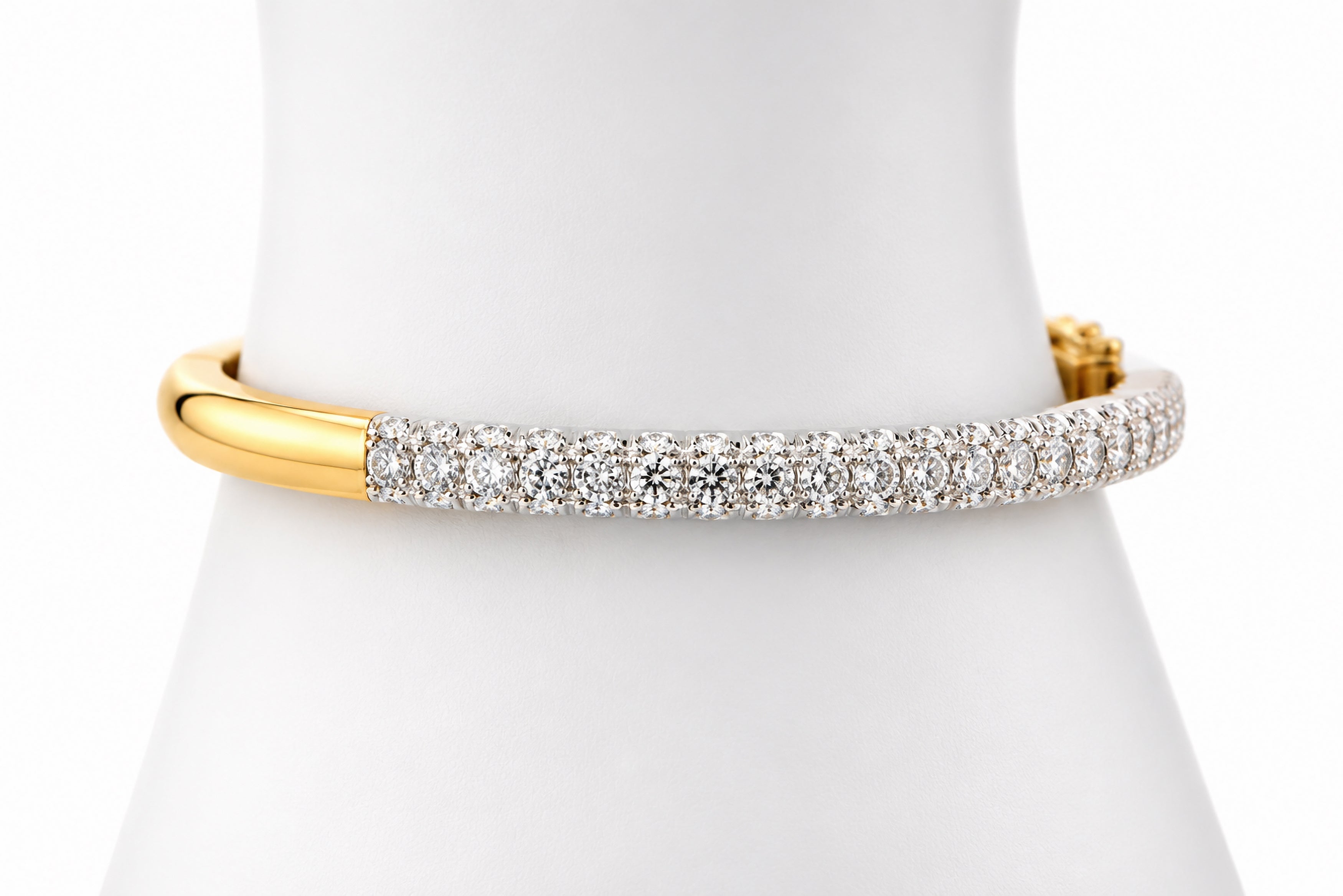 14K Yellow Gold Diamond Bangle Bracelet Featuring 2.80ctw Fine Diamonds, Weighing 27 Grams