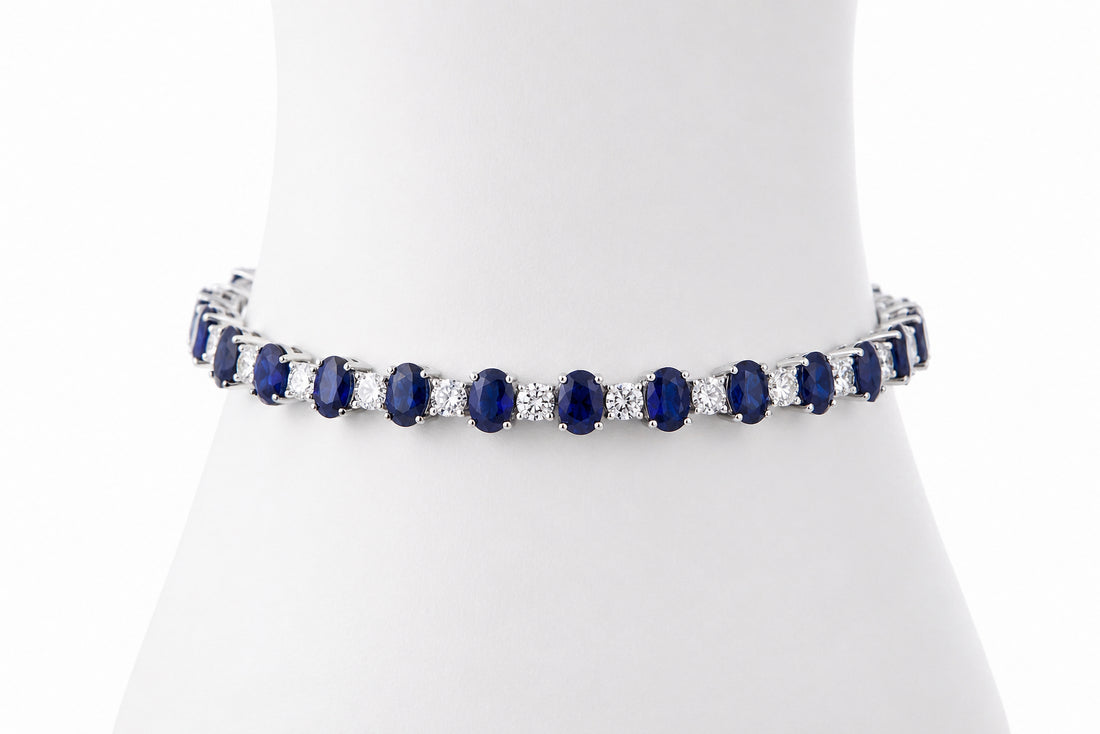 18K White Gold Bracelet Featuring 14.45ct Fine Sapphires and 3.25ctw Fine Diamonds 