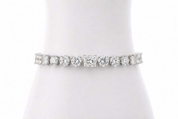 18K White Gold Graduated Diamond Tennis Bracelet Featuring 25.84ctw Diamonds