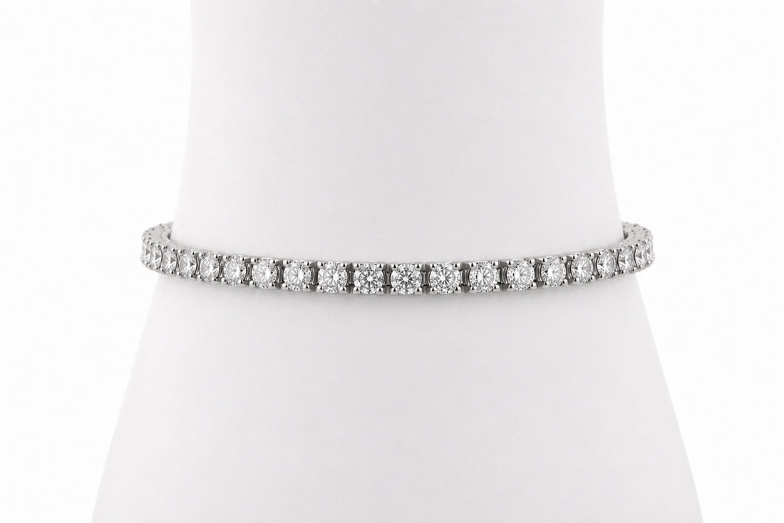 14K White Gold Diamond Tennis Bracelet Featuring 11.33ctw Diamonds, Weighing 18.57 Grams