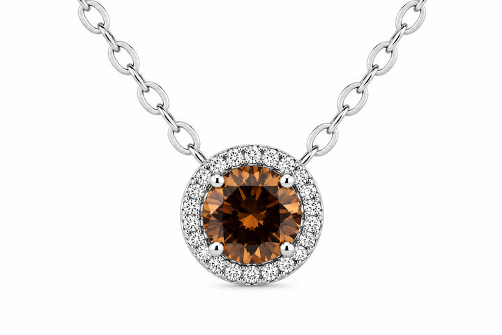 18K White Gold Necklace Featuring a .85ct Fancy Brown Diamond with .07ctw White Diamond Accents