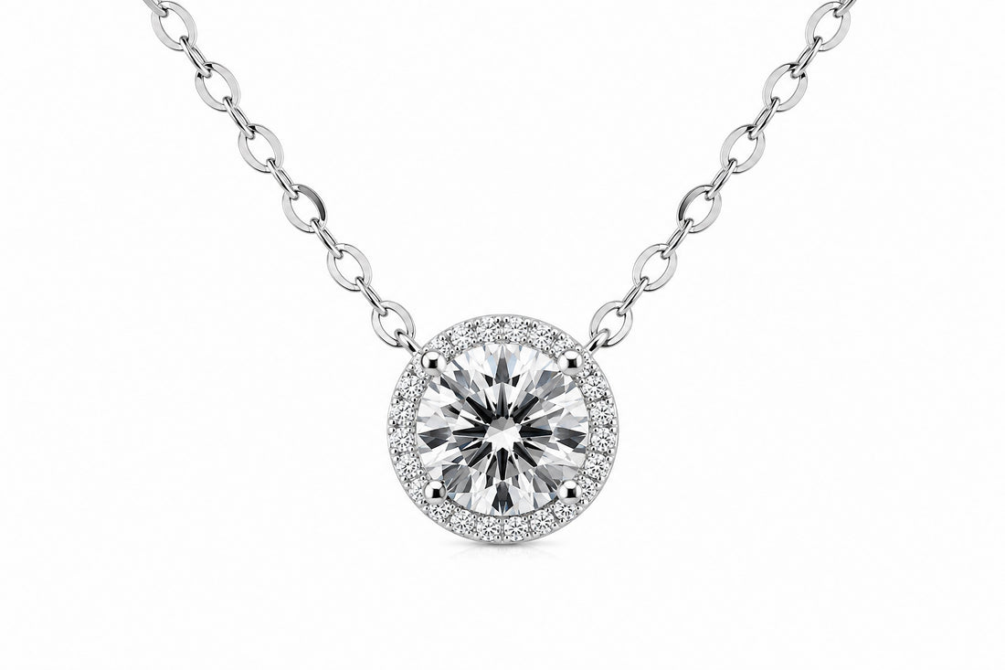 18K White Gold Necklace Featuring a .99ct Fancy Grey Diamond with .07ctw White Diamond Accents