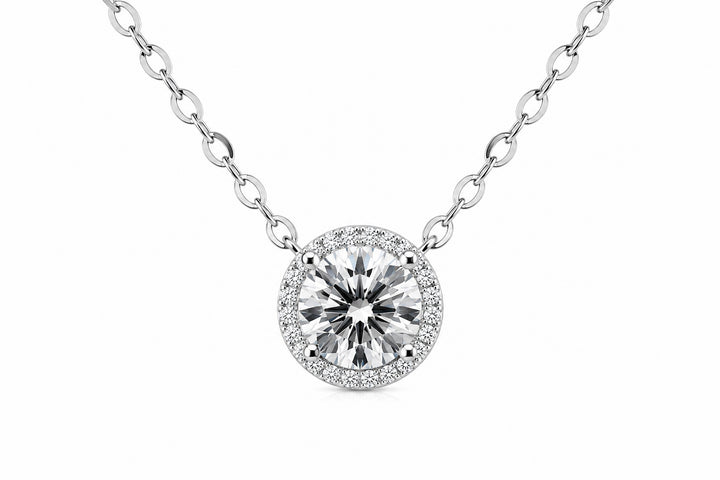18K White Gold Necklace Featuring a .99ct Fancy Grey Diamond with .07ctw White Diamond Accents