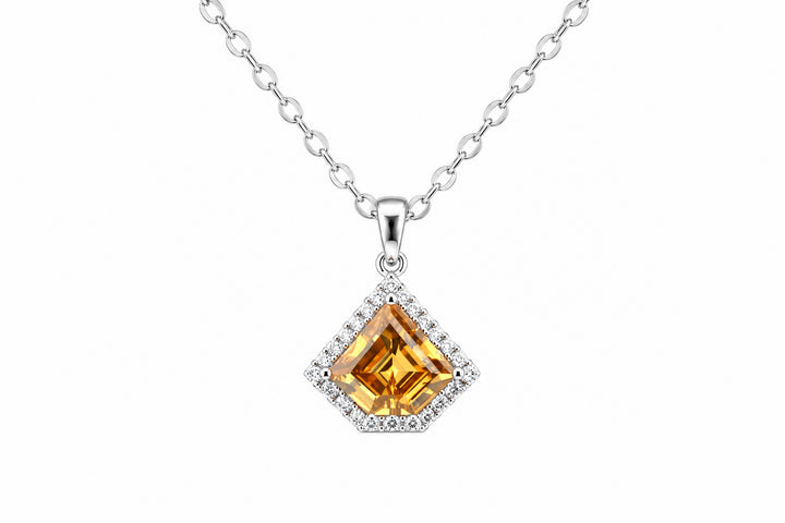 18K White Gold Necklace Featuring a .75ct Fancy Deep Orange Diamond with .07ctw White Diamond Accents